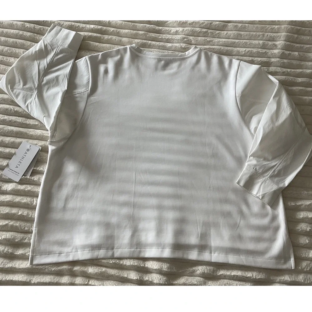 Athleta Harlow Hybrid NWT White Long Sleeve Top Puff Sleeve Button Cuff  Size 2X